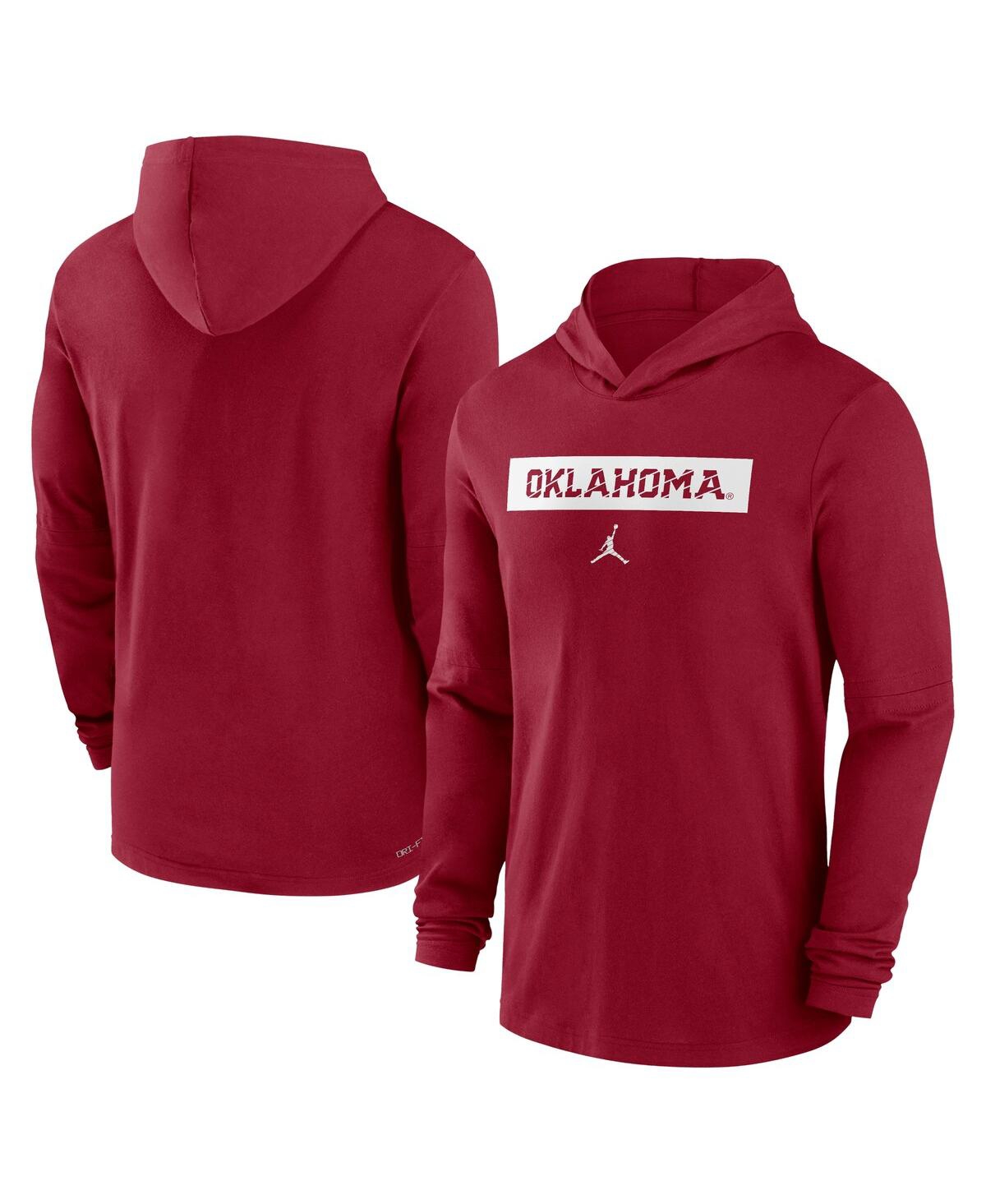 Men's Crimson Oklahoma Sooners Sideline Hoodie Performance Long Sleeve T-Shirt - Crimson