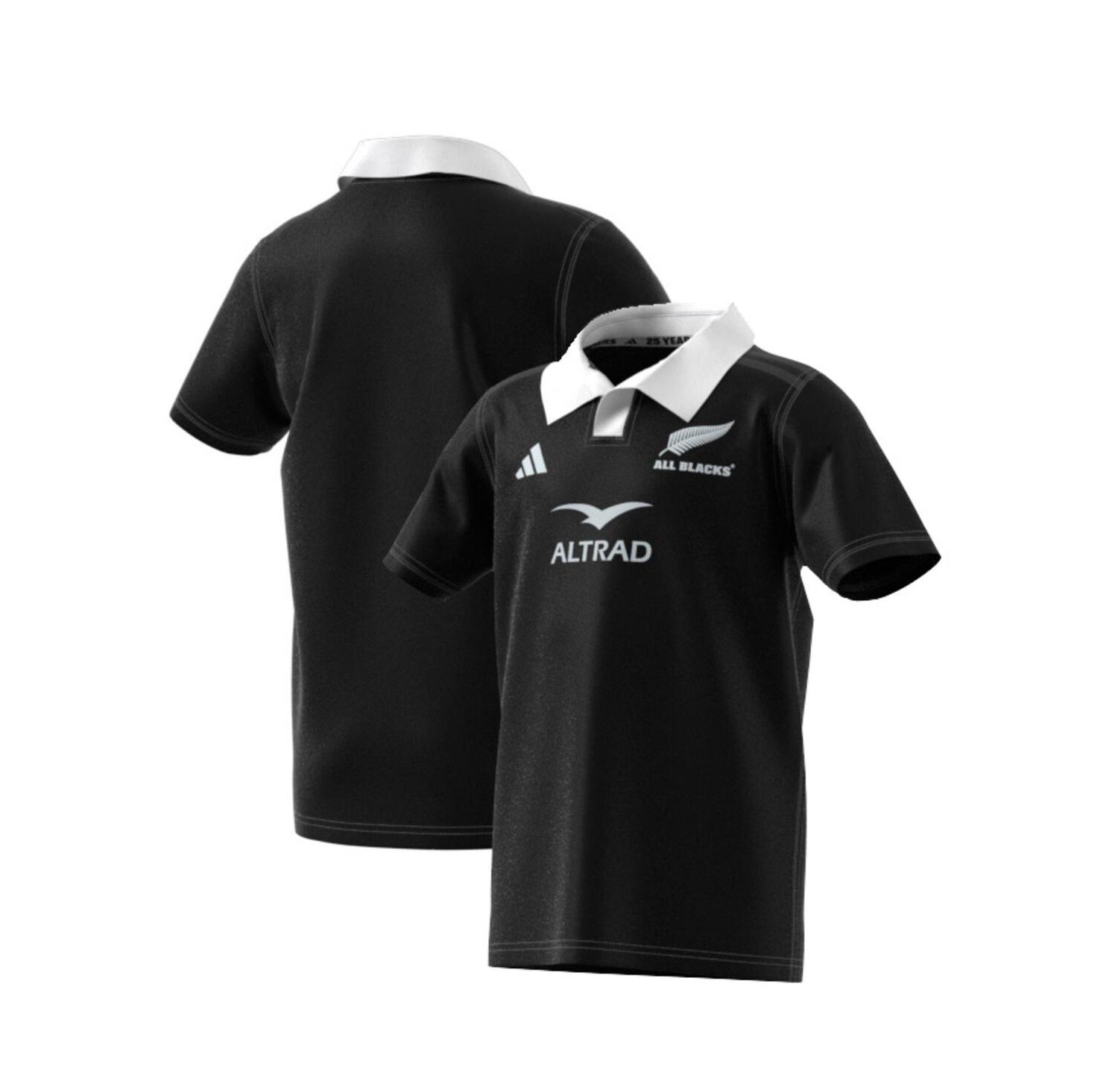 Big Boys and Girls Black New Zealand Rugby 2024/25 Home Replica Jersey