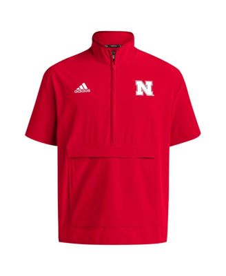 Men's Scarlet Nebraska Huskers Coaches Sideline Half-Zip Short Sleeve Jacket