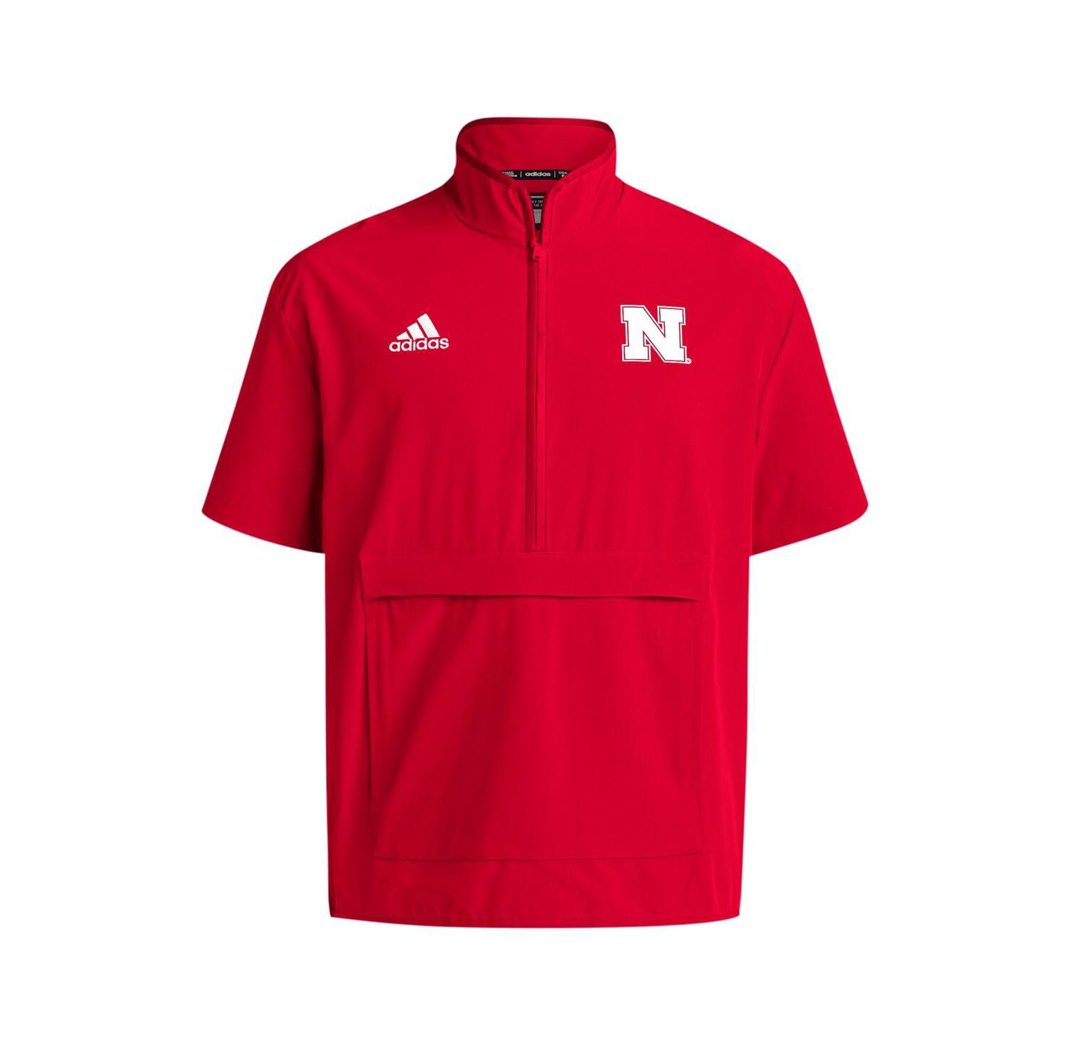 Men's Scarlet Nebraska Huskers Coaches Sideline Half-Zip Short Sleeve Jacket