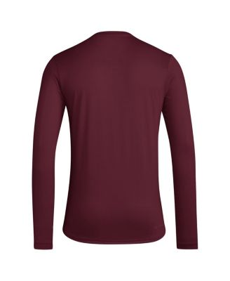 Men's Maroon Texas A M Aggies Locker Football Pre-Game AEROREADY Long Sleeve T-Shirt