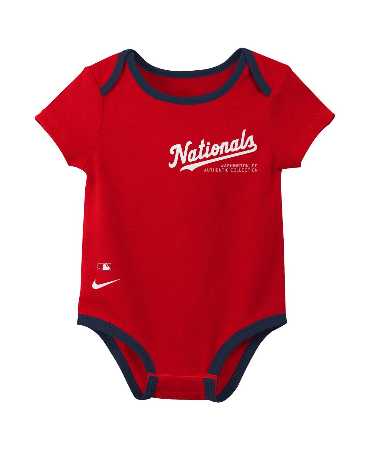 Nike Baby Boys And Girls Washington Nationals Authentic Collection Three-pack Bodysuit Set In Multi