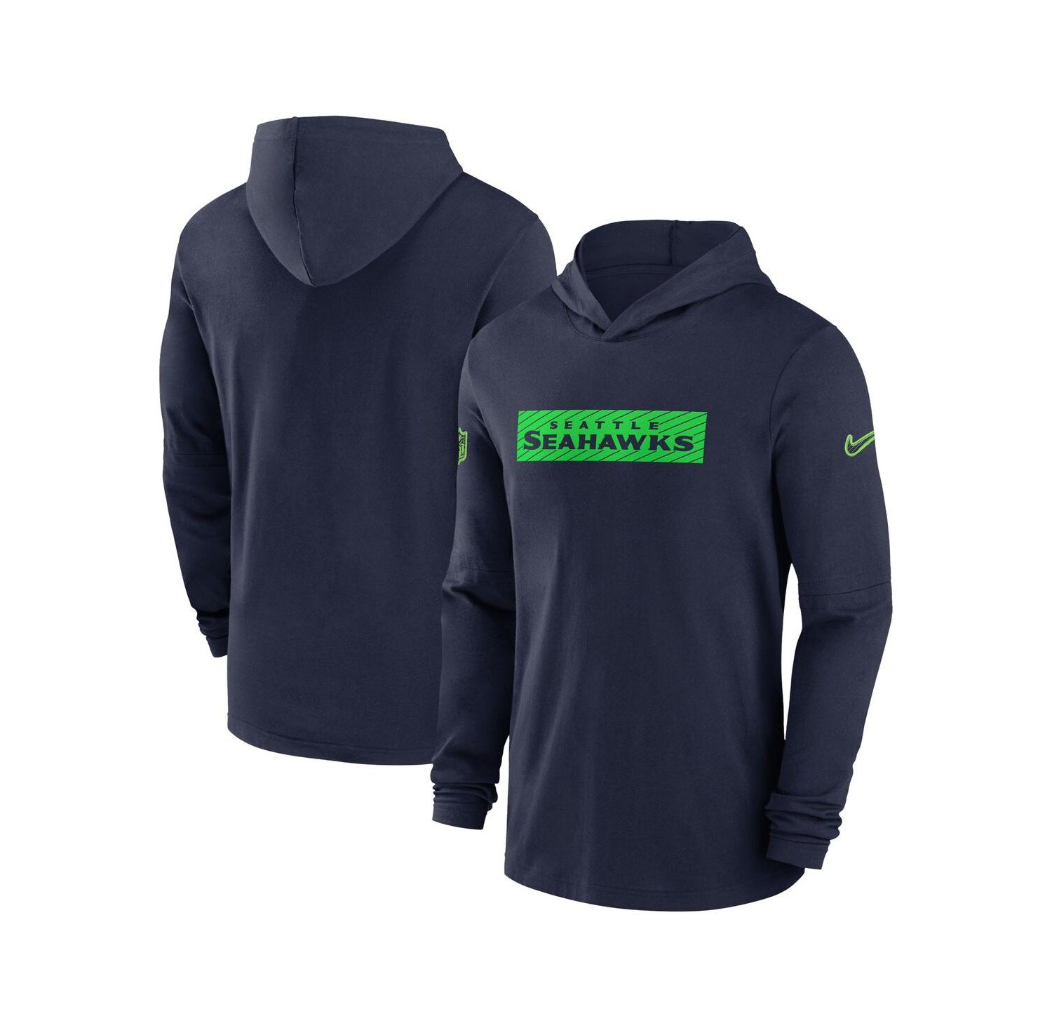 Men's College Navy Seattle Seahawks Sideline Hoodie Performance Long Sleeve T-Shirt