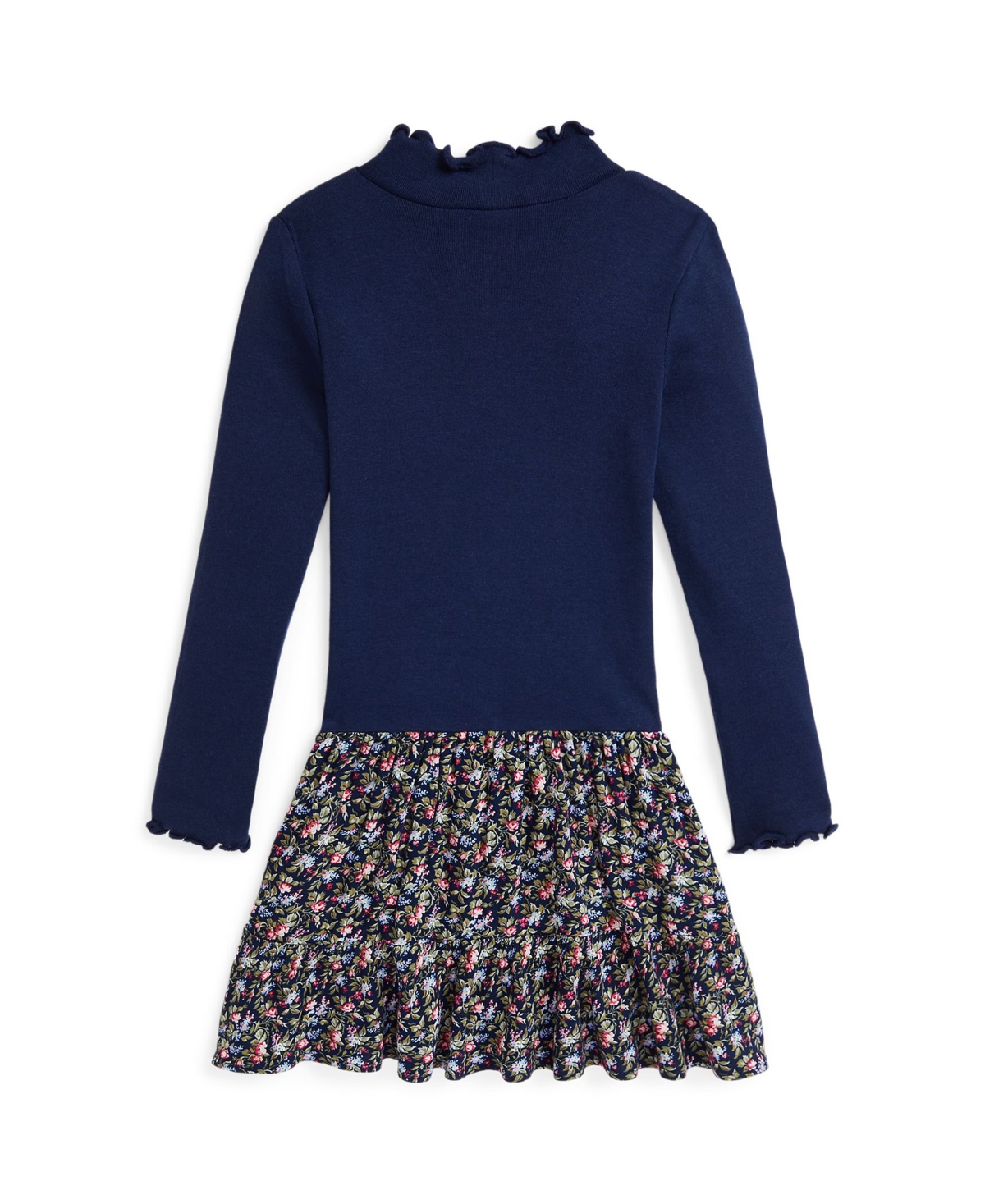 Polo Ralph Lauren Toddler And Little Girls Floral Woven Skirt Turtleneck Dress - Newport Navy With Tonal