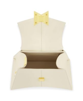 Gold Hardware Detail Angular Top Handle Small Leather Handbag