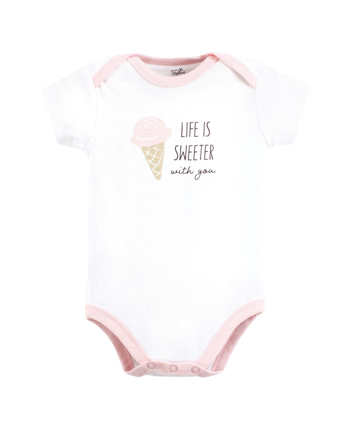 Touched by Nature Baby Girls Organic Cotton Bodysuits, Months - Popsicle