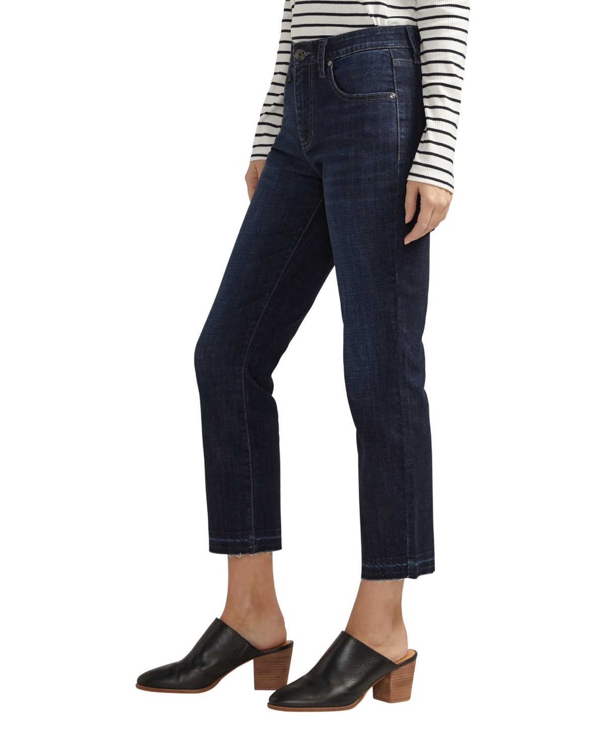 Jag Carter High Waist Raw Hem Girlfriend Jeans In Palais Blue