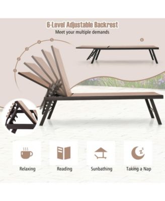 3 Pieces Patio Chaise Lounge Chair and Table Set for Poolside Yard