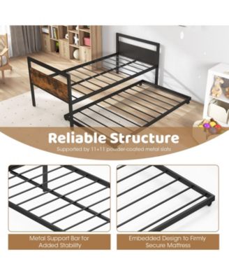 Twin Metal Daybed with Trundle Lockable Wheels