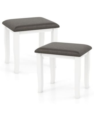 Faux Leather Vanity Stool Chair Set of 2 for Makeup Room and Living Room