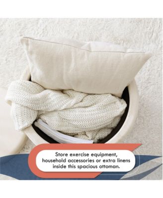 Lawrence Round Velvet Storage Ottoman with Table Top Lid