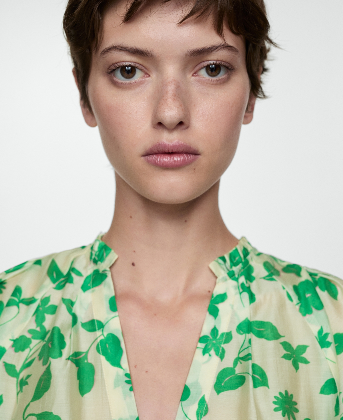 Mango Lyocell Printed Shirt Ecru In Ecru