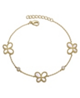 GiGiGirl Sterling Silver 14k Gold Plated Mother of Pearl Dainty Link Butterfly Bracelet - Gold