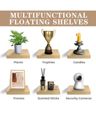  9 Inch 4 Pack Wall Mounted Floating Square Shelves -  for Bedroom, Kitchen, Living Room, Bathroom