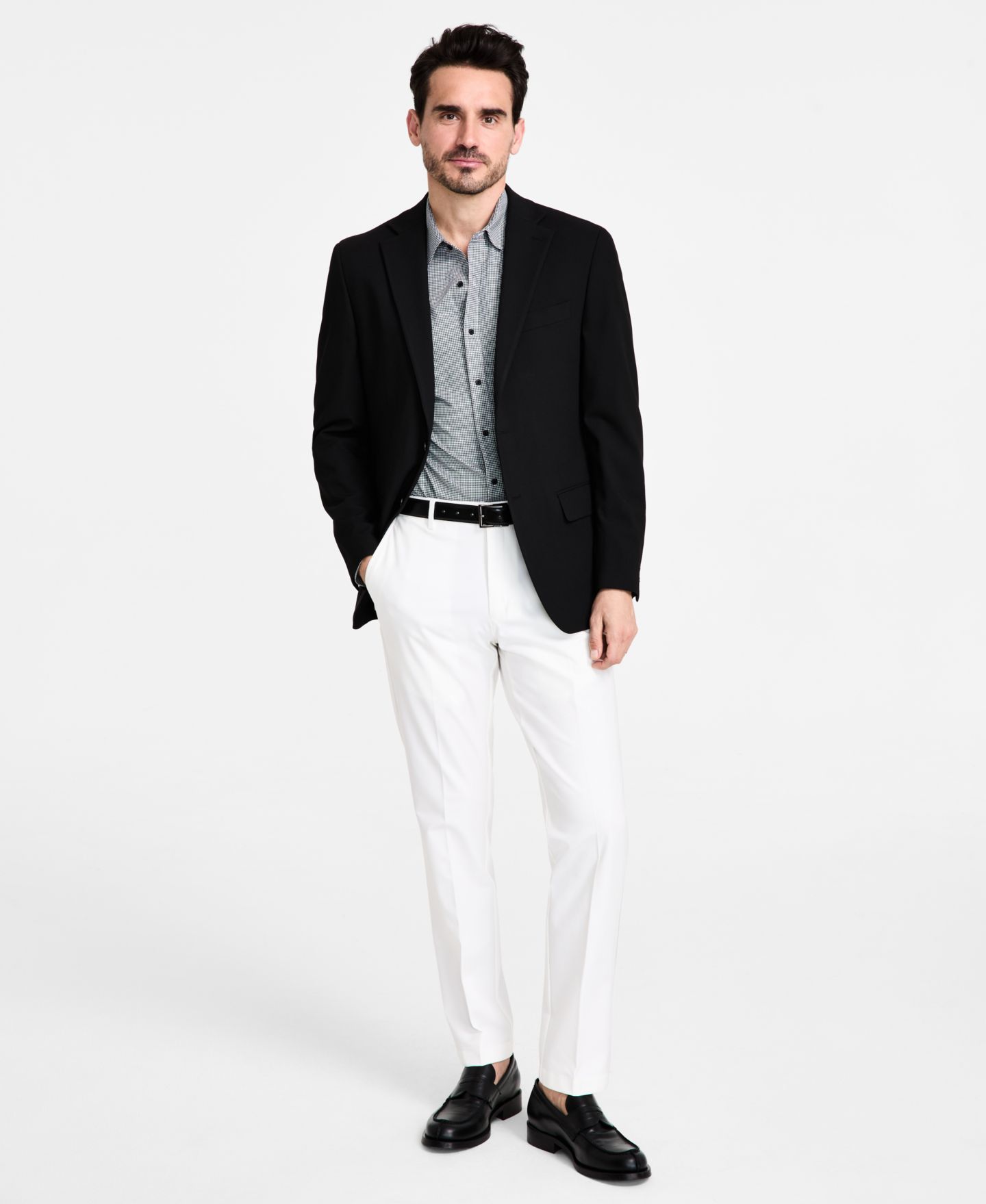 Мужской твиловый блейзер Michael Kors Classic-Fit, цвет: Чёрный — фото 1