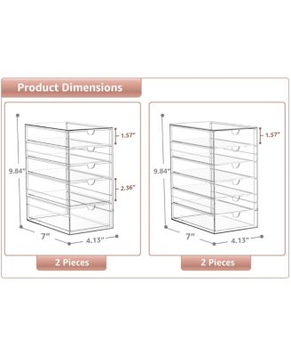 22 Drawers Acrylic Organizer for Makeup, Organization and Storage, Art Supplies, Jewelry, Stationary - 4 Pcs Clear Stackable Storage Drawers
