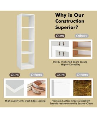 5 Tiers 4-Cube Narrow Bookshelf with 4 Anti-Tipping Kits