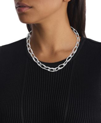 Pav&eacute; Sculpted Link Collar Necklace, 16-7/8" + 2" extender