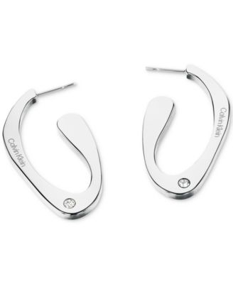 Medium Pav&eacute; Sculpted Elongated Hoop Earrings
