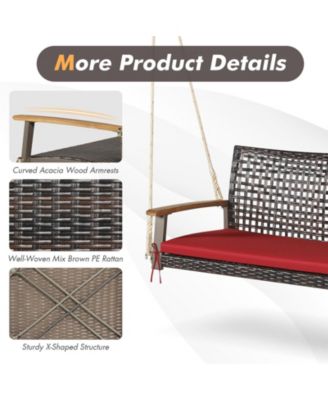 2-Person Rattan Hanging Porch Swing Chair