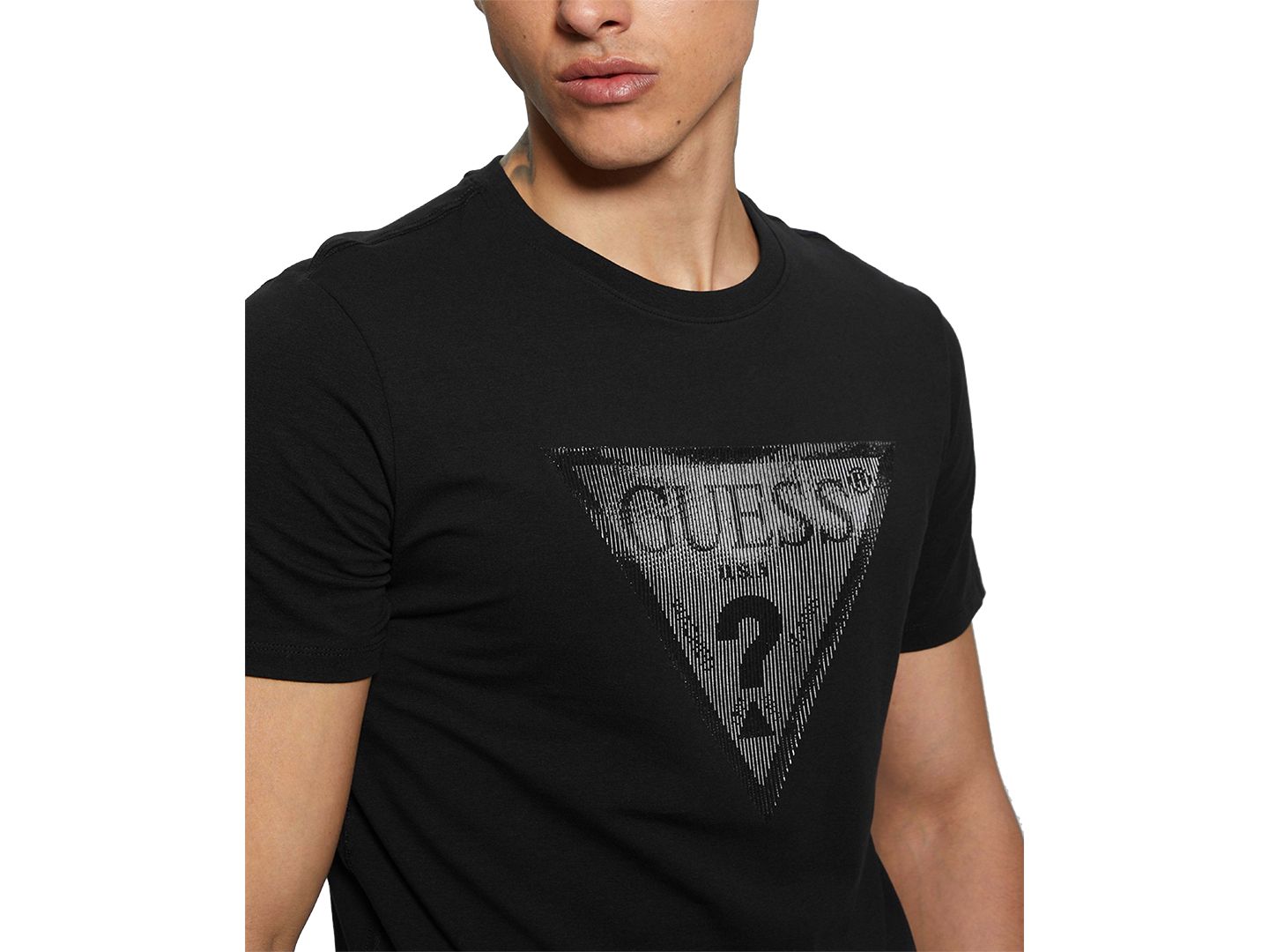 Мужская футболка GUESS Eco Triangle Crewneck, цвет: Угольно-чёрный — фото 6