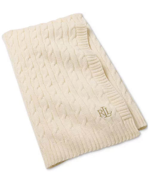 Lauren Ralph Lauren Jamie Cable-Knit Throw, 50" x 60"