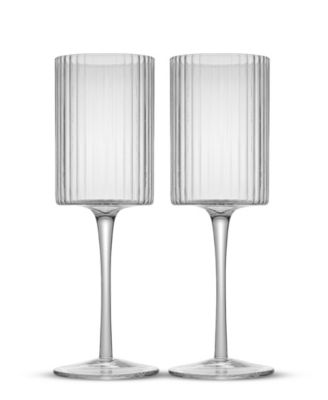 Elle Fluted Cylinder White Wine Glasses, Set of 2