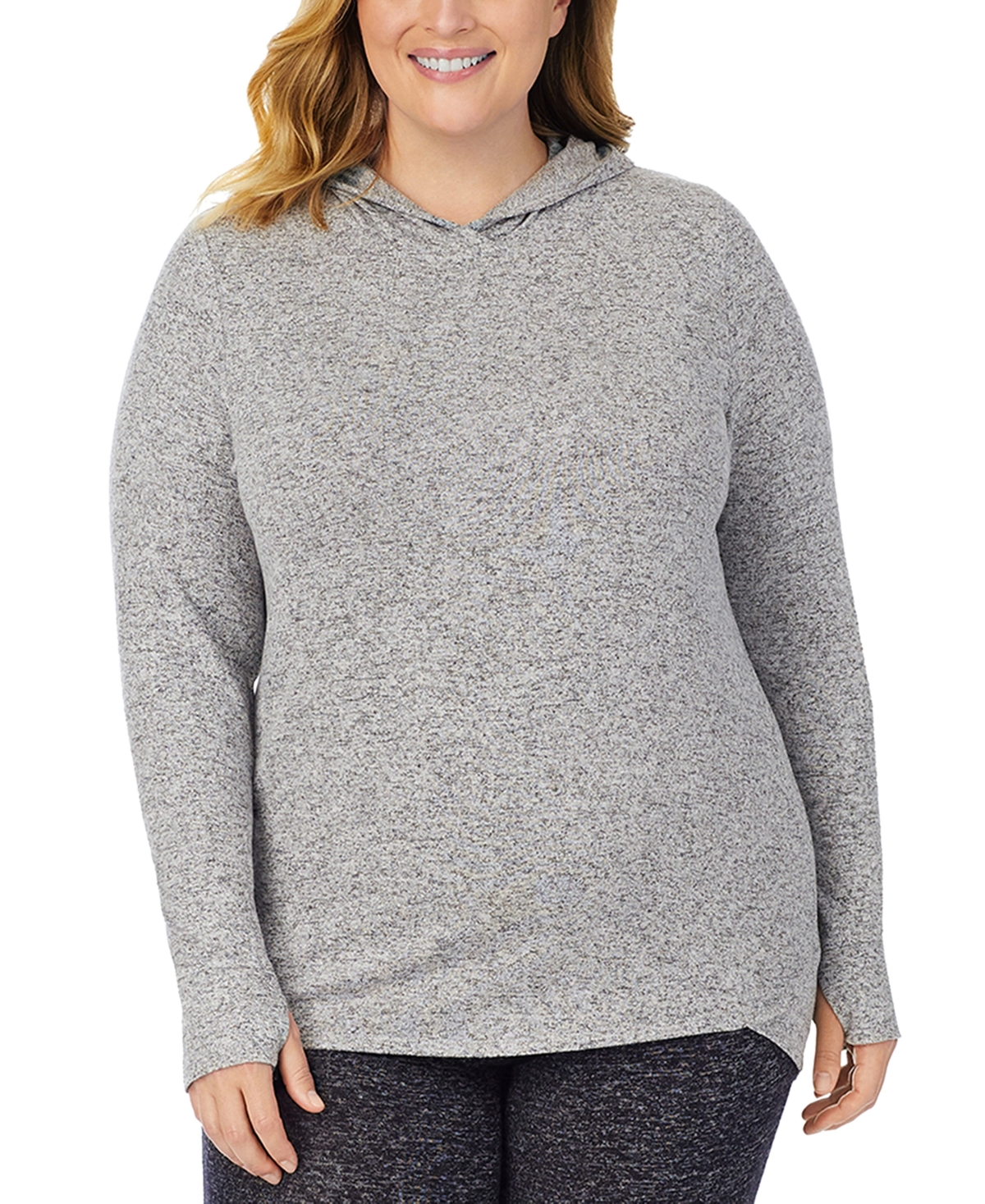 Cuddl Duds Plus Size SoftKnit Long-Sleeve Tunic Hoodie