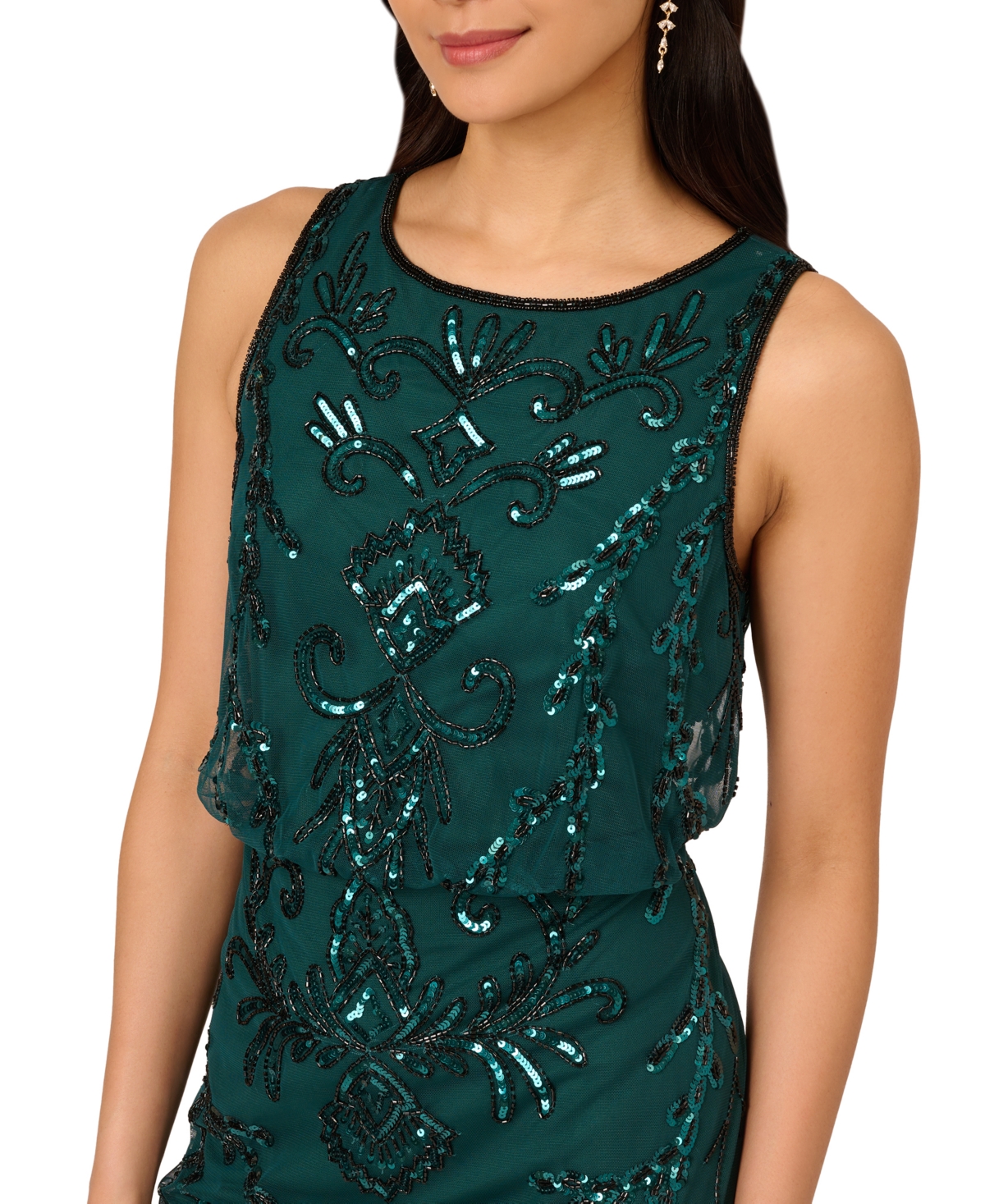 Adrianna Papell Women's Boat-Neck Embellished Sheath Dress
