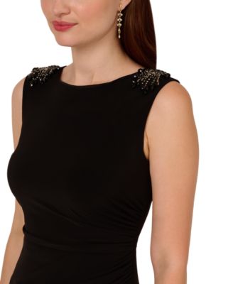 Women's Beaded-Shoulder Sleeveless Gown