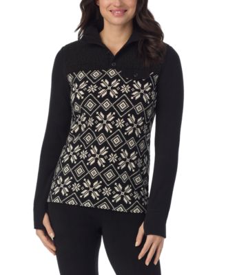 Cuddl Duds - Petite Fleecewear Long-Sleeve Collared Top