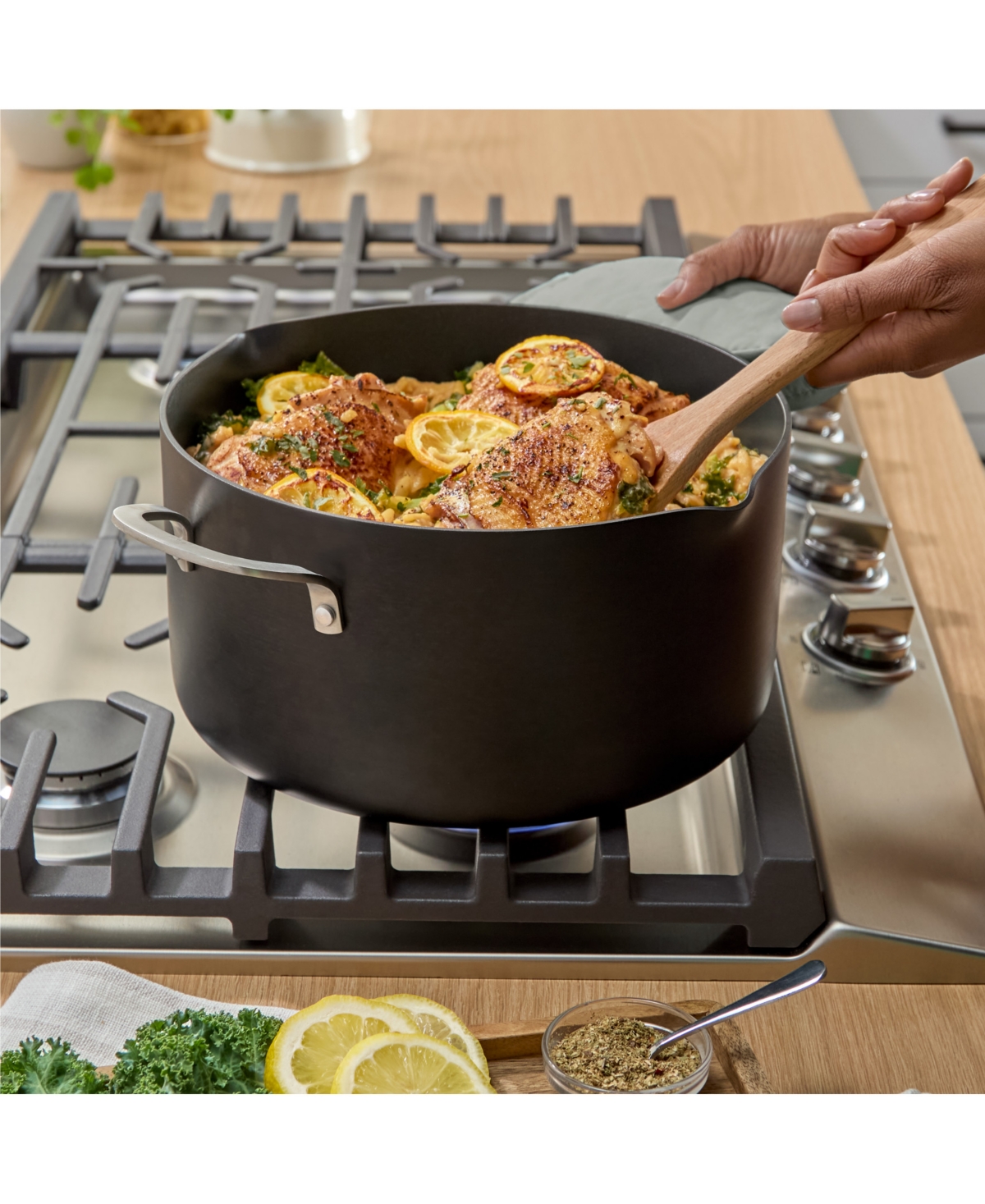 Shop Calphalon Hard-anodized Nonstick 7-quart Dutch Oven With Lid In Black