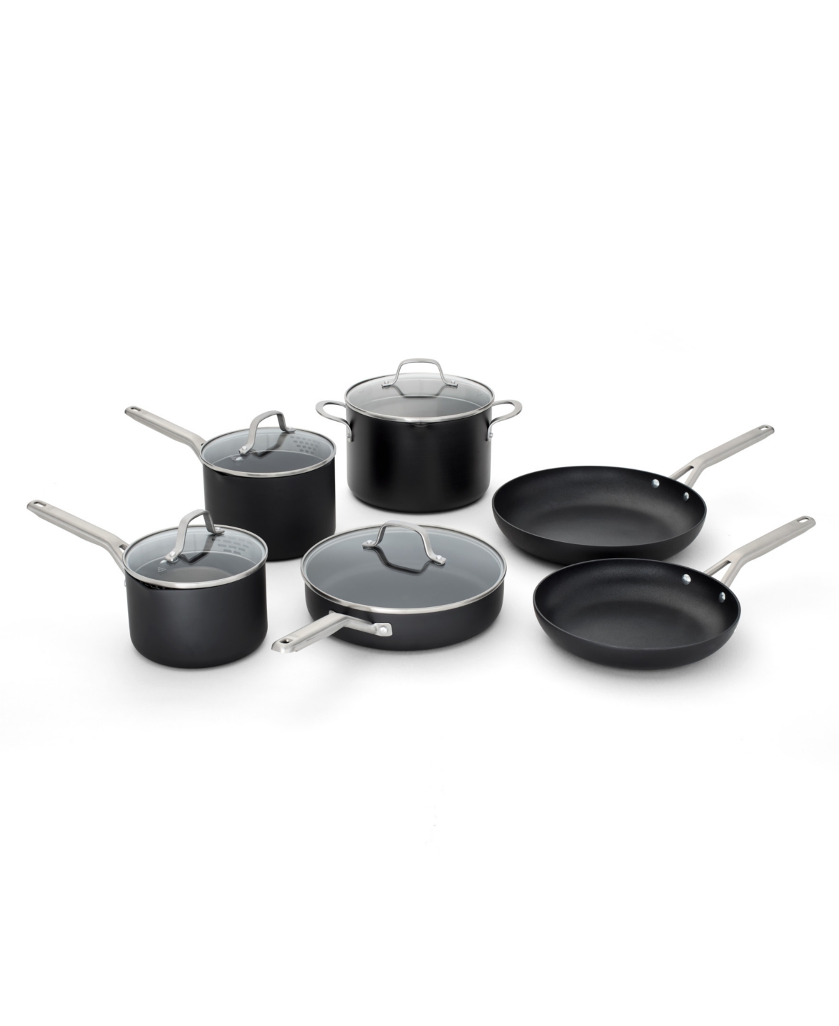 Calphalon Hard-anodized Nonstick 10-piece Cookware Set In Black