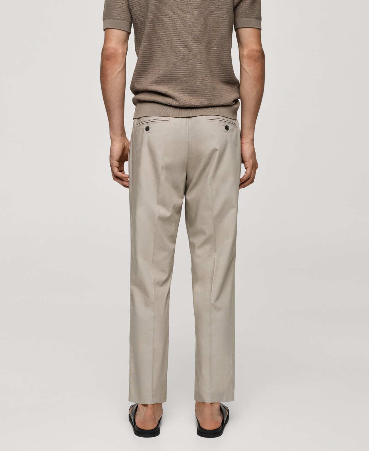 Mango Men's Lyocell Pleated Trousers -Pastel Grey