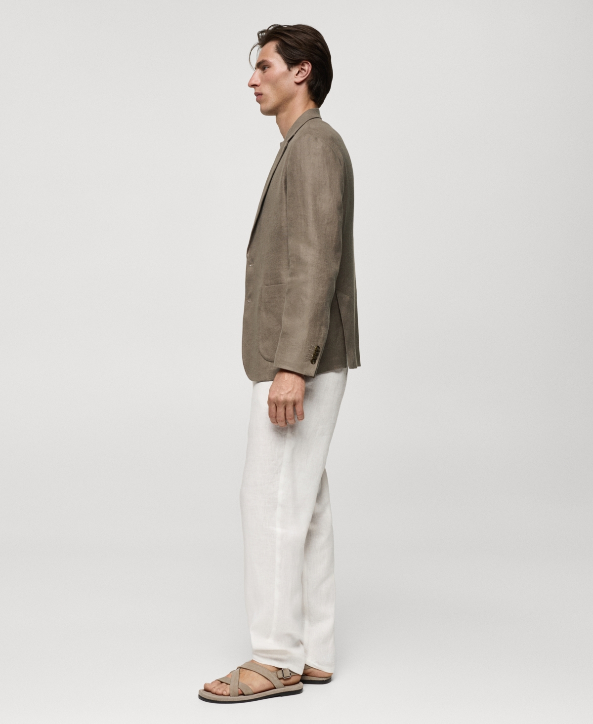 Mango Men's Linen Suit Blazer In Khaki