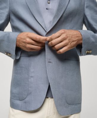 MANGO Men's Herringbone Linen Suit Jacket