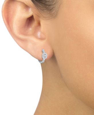 Diamond Square Halo Hoop Earrings (1/6 ct. t.w.) in 10k White Gold