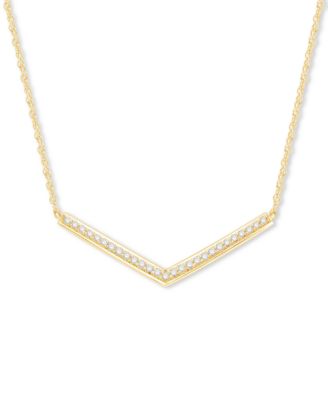 Macy's - Diamond Chevron Bar 18" Collar Necklace (1/10 ct. t.w.) in 10k Gold