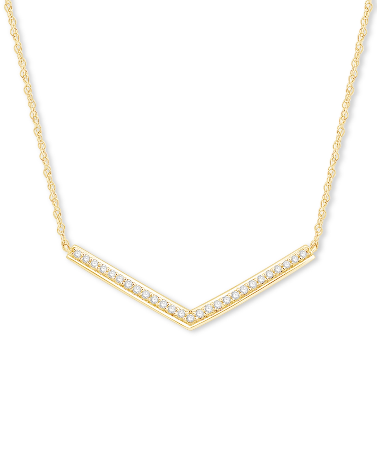 MACY'S DIAMOND CHEVRON BAR 18" COLLAR NECKLACE (1/10 CT. T.W.) IN 10K GOLD 