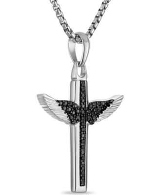 Marc Anthony Men's Black Diamond Angel Wing Pendant Necklace (1/2 ct. t.w.) in Sterling Silver-Plate, 24" + 2" extender, BVP1050-WSAA