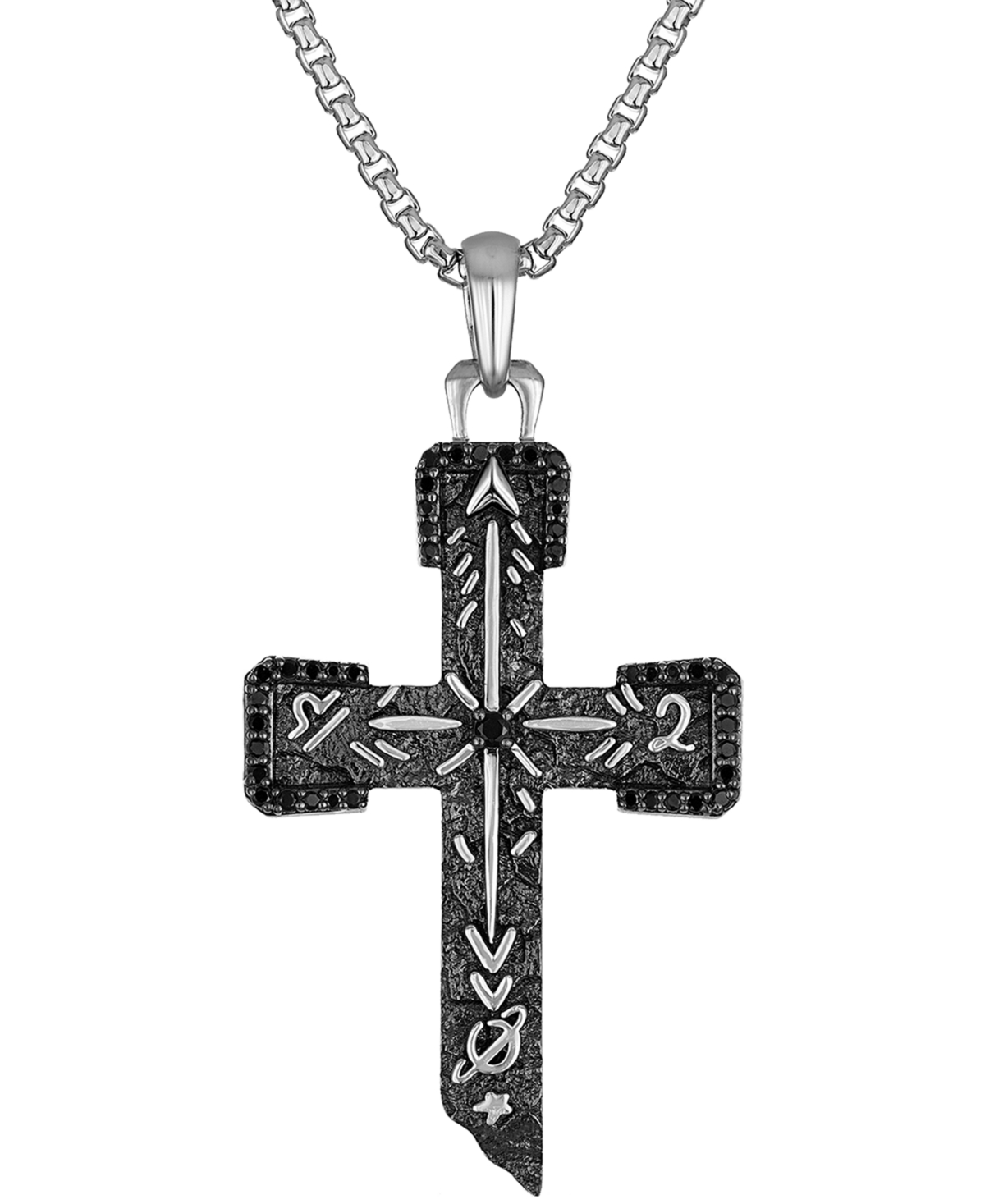 Marc Anthony Men's Black Diamond Cross Pendant Necklace (3/8 ct. t.w.) in Sterling Silver-Plate, 24" + 2" extender, BVP1070-wsaa