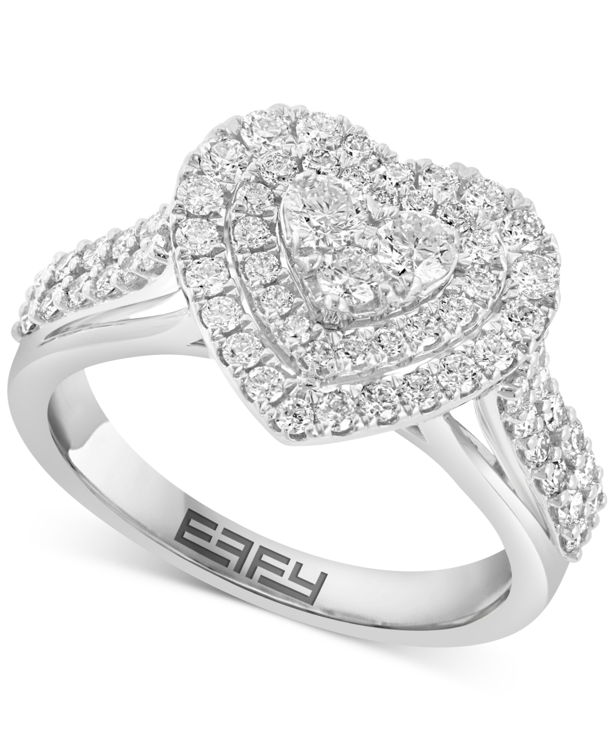 Effy Collection Effy Diamond Heart Halo Cluster Ring (1-1/20 Ct. T.w.) In 14k White Gold In White Gold