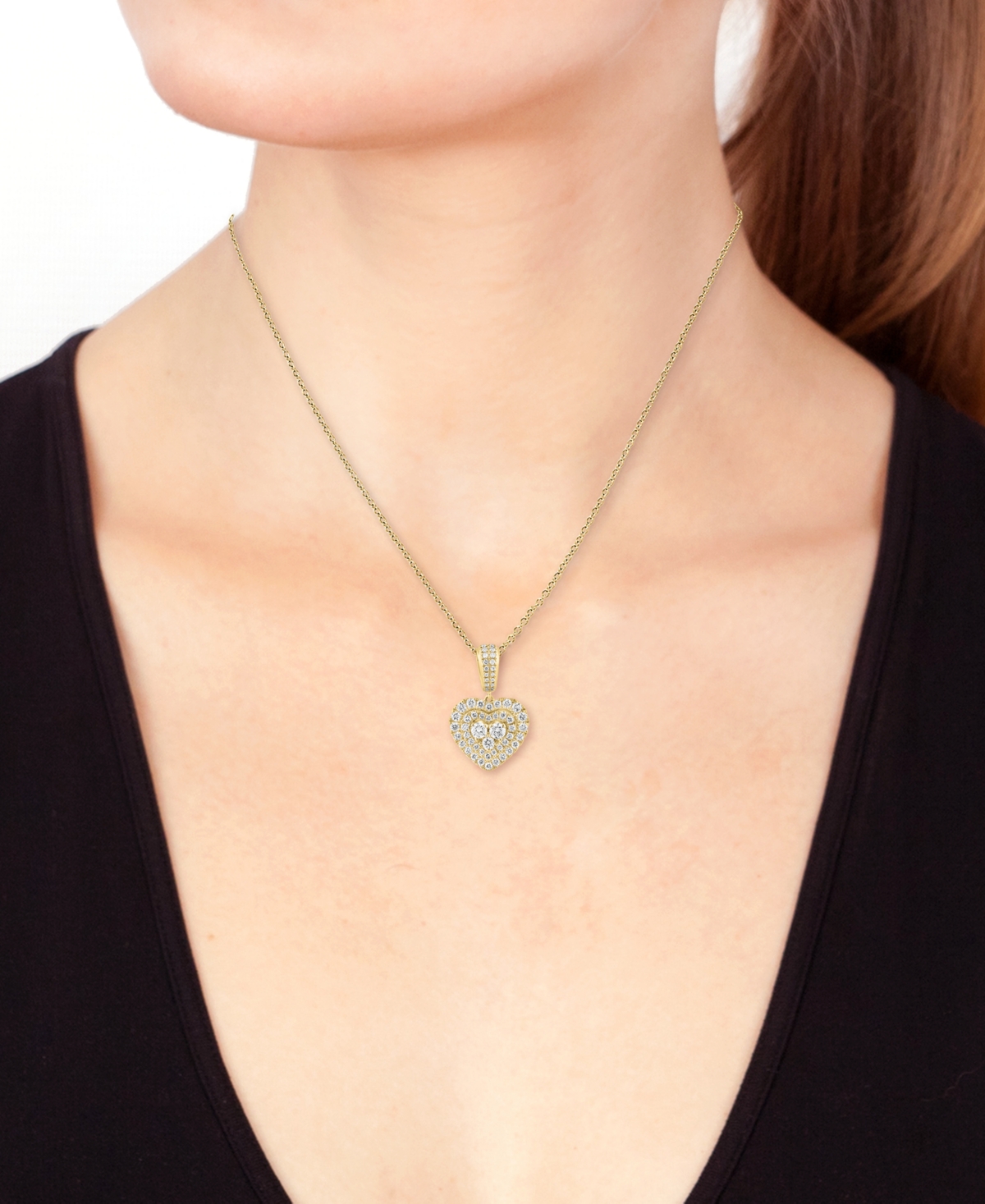 Effy Diamond Heart Cluster Double Halo 18