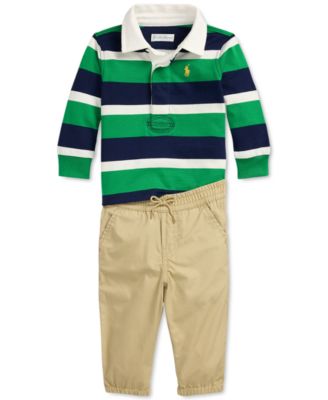 Polo Ralph Lauren - Baby Boys Cotton Striped Rugby Shirt & Jogger Pants, 2 Piece Set