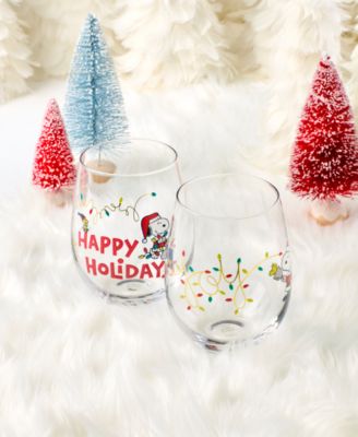 Snoopy Christmas Assorted Stemless Wine Glasses, Set of 4 Exclusively at Macy’s