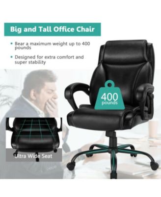 400 Pounds Big and Tall Adjustable High Back Leather Office Chair