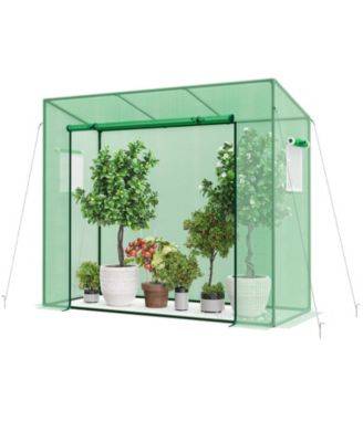 Outdoor Portable Walk-in Greenhouse with PE Cover Heavy-Duty Metal Frame Roll-up Zipper Door