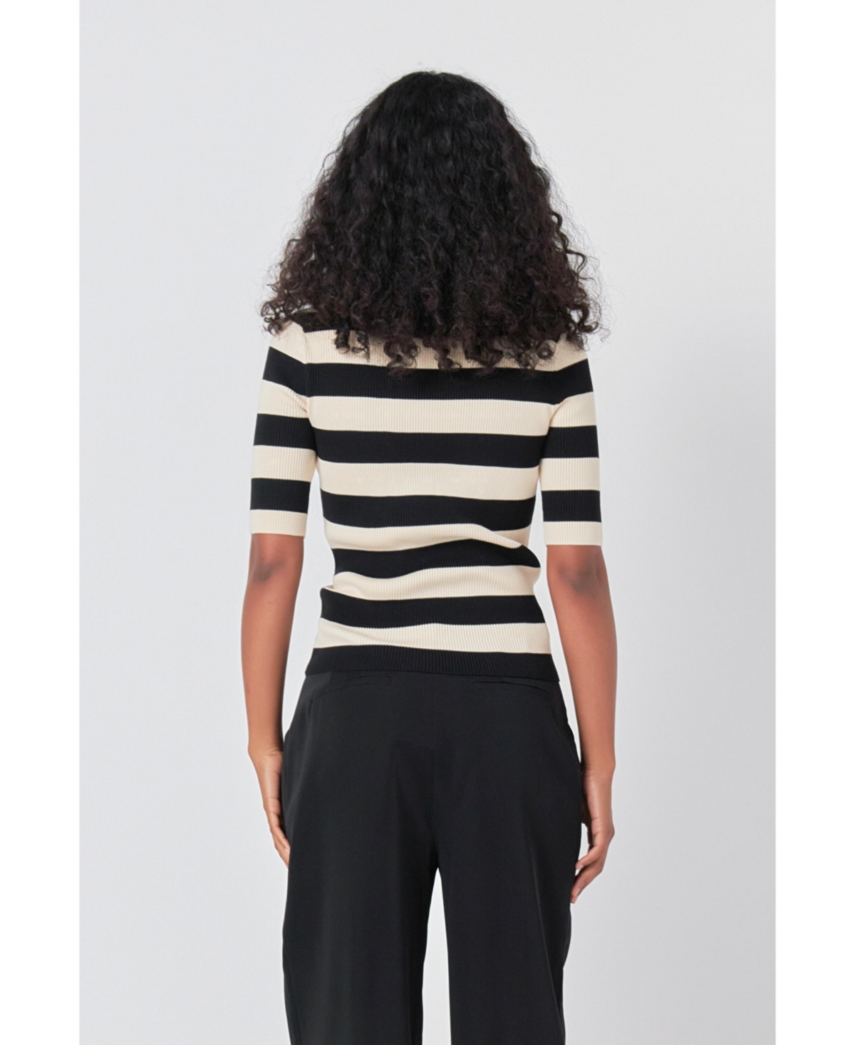 endless rose Women's Striped Knit Top -nude