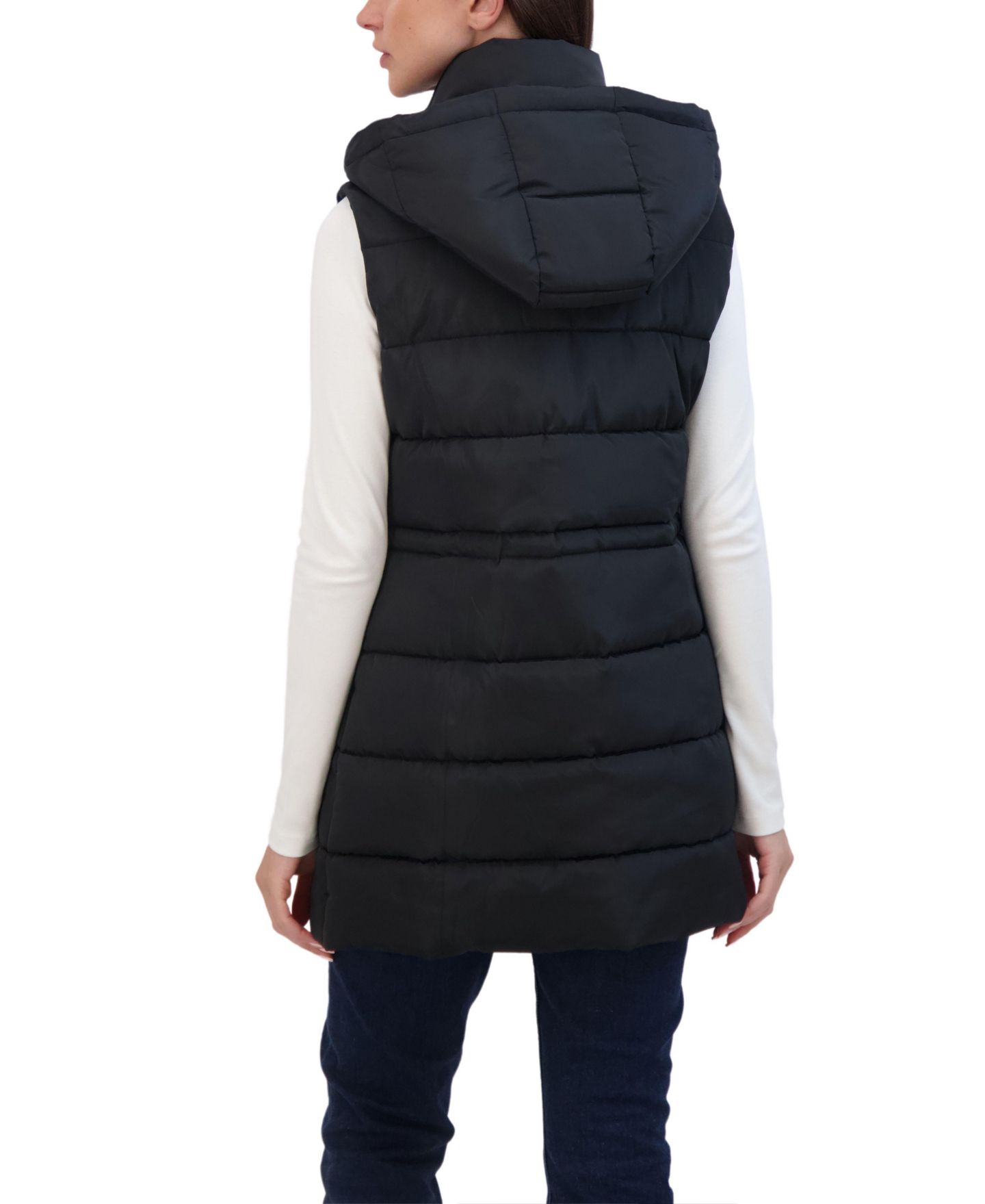 Женский жилет Sebby Collection Puffer Vest With Drawstring Waist, цвет: Чёрный — фото 3