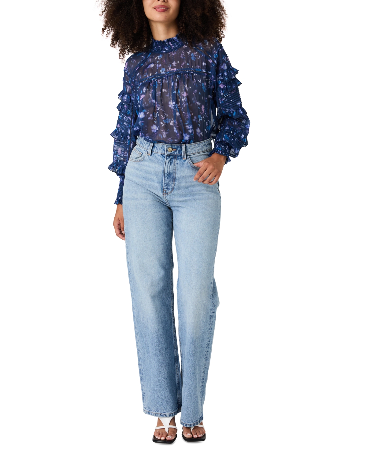 French Connection Women's Anifrida Arica Pleat-Sleeve Top